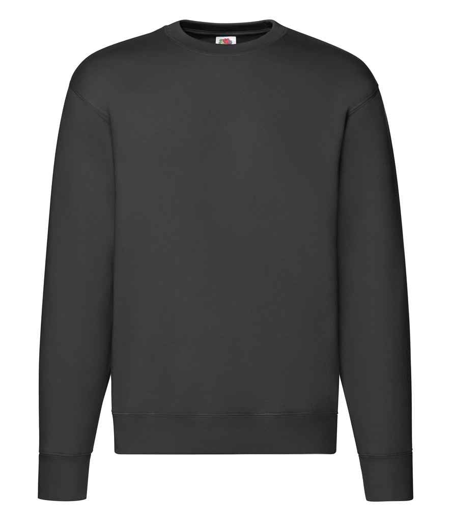 Fruit of the Loom Premium Drop Shoulder Sweatshirt in Black by Fruit of the Loom — Custom branded clothing by Print Press, featuring premium embroidery produced in our specialist print lab in the UK.