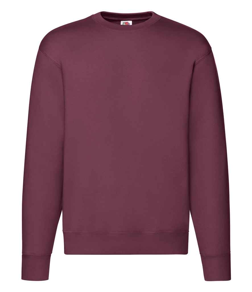 Fruit of the Loom Premium Drop Shoulder Sweatshirt in Burgundy by Fruit of the Loom — Custom branded clothing by Print Press, featuring premium embroidery produced in our specialist print lab in the UK.