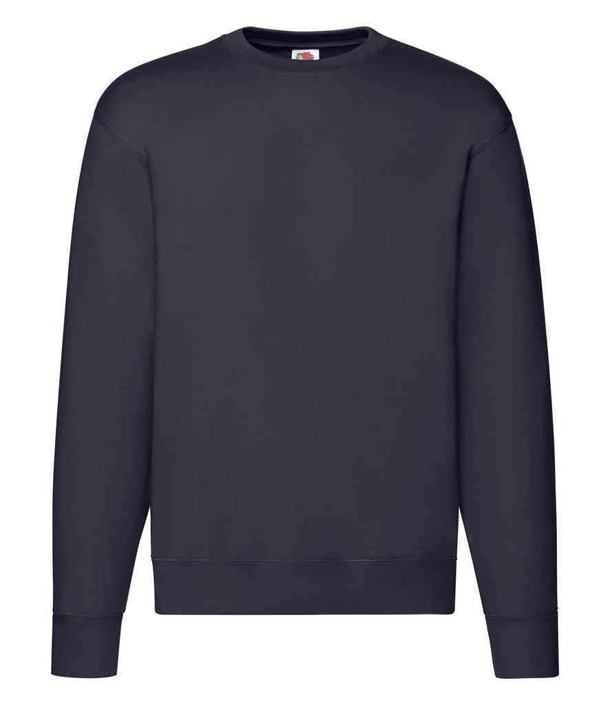 Fruit of the Loom Premium Drop Shoulder Sweatshirt in Deep Navy by Fruit of the Loom — Custom branded clothing by Print Press, featuring premium embroidery produced in our specialist print lab in the UK.