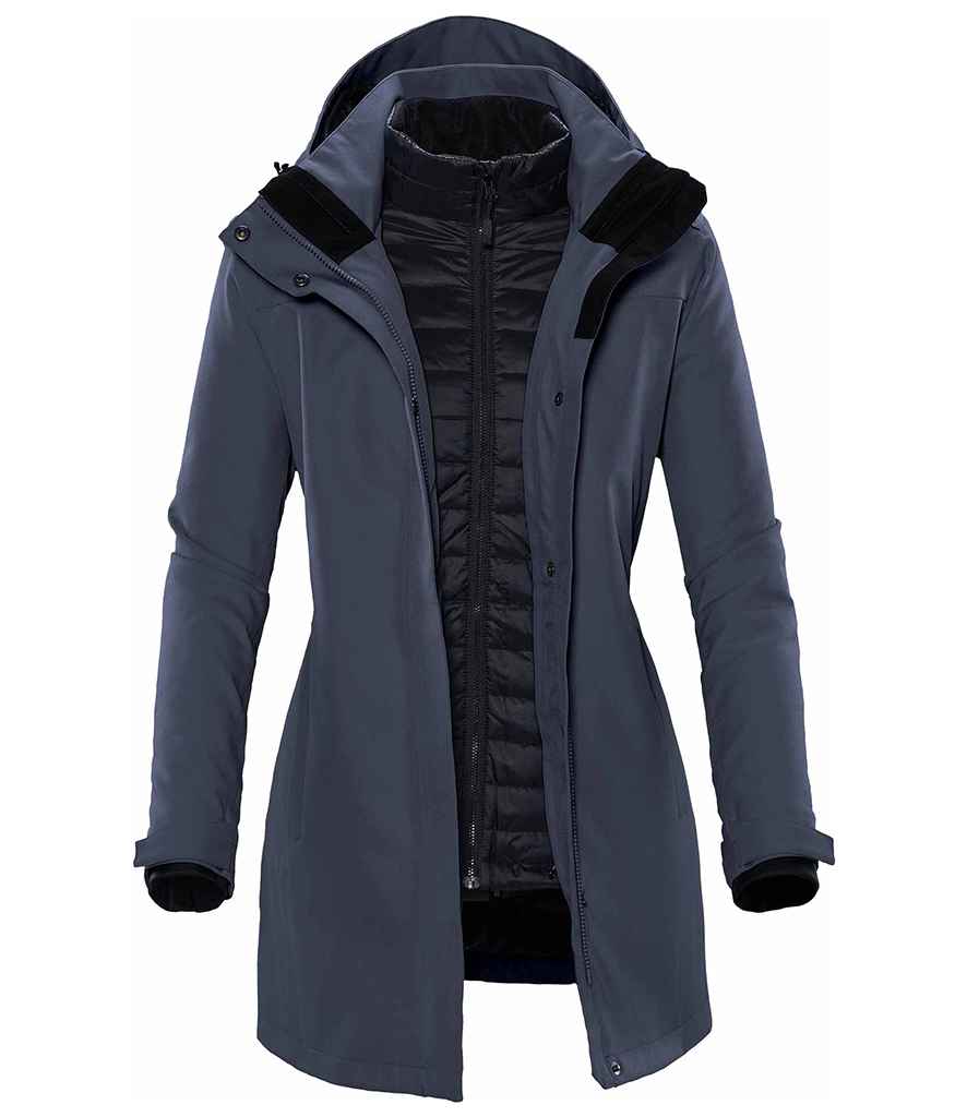 Stormtech Ladies Avalanche System 3-in-1 Jacket in Navy Twill by Stormtech — Custom branded clothing by Print Press, featuring premium embroidery produced in our specialist print lab in the UK.