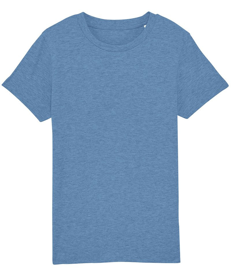 Kids Mini Creator Iconic T-Shirt (Sttk909) in Mid Heather Blue by StanleyStella — Custom branded clothing by Print Press, featuring premium embroidery produced in our specialist print lab in the UK.