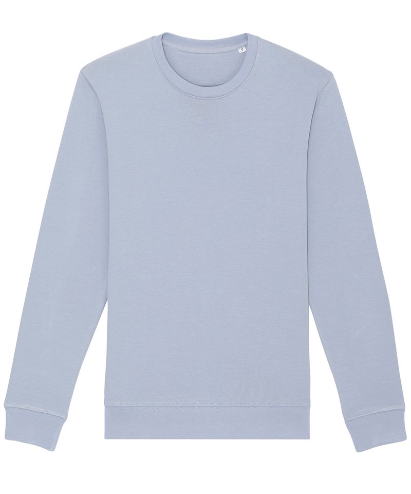 Unisex Changer Iconic Crew Neck Sweatshirt (Stsu823) in Serene Blue by StanleyStella — Custom branded clothing by Print Press, featuring premium embroidery produced in our specialist print lab in the UK.