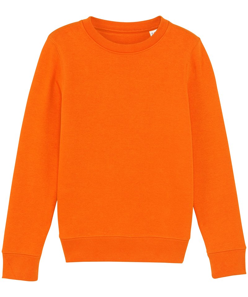 Kids Mini Changer Iconic Crew Neck Sweatshirt (Stsk913) in 12 14 Years Bright Orange by StanleyStella — Custom branded clothing by Print Press, featuring premium embroidery produced in our specialist print lab in the UK.
