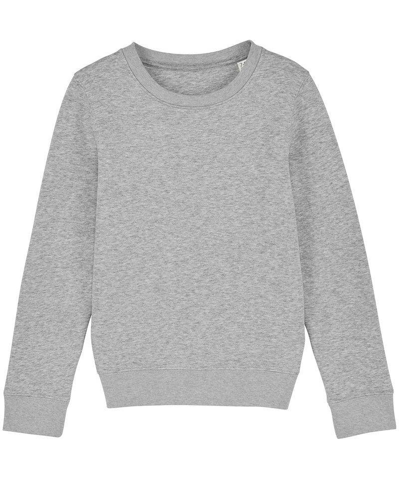 Kids Mini Changer Iconic Crew Neck Sweatshirt (Stsk913) in Heather Grey by StanleyStella — Custom branded clothing by Print Press, featuring premium embroidery produced in our specialist print lab in the UK.
