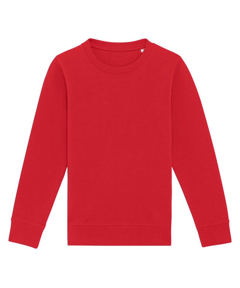 Kids Mini Changer Iconic Crew Neck Sweatshirt (Stsk913) in Red by StanleyStella — Custom branded clothing by Print Press, featuring premium embroidery produced in our specialist print lab in the UK.
