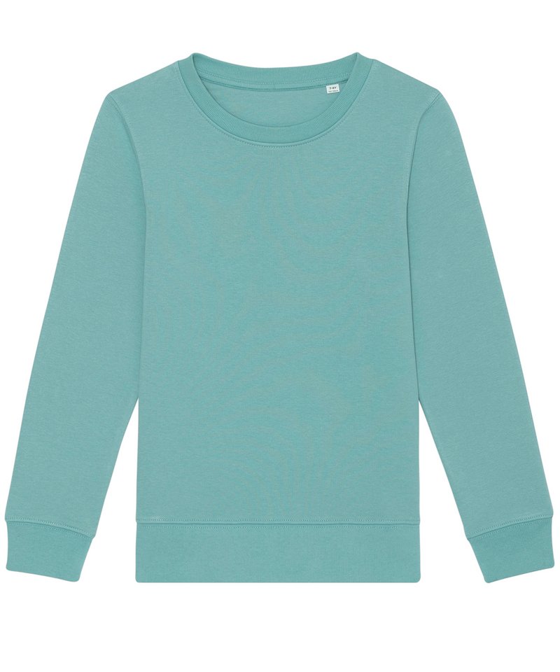 Kids Mini Changer Iconic Crew Neck Sweatshirt (Stsk913) in Teal Monstera by StanleyStella — Custom branded clothing by Print Press, featuring premium embroidery produced in our specialist print lab in the UK.