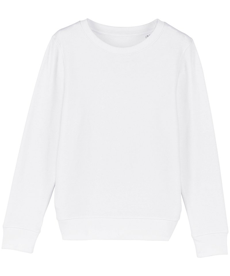 Kids Mini Changer Iconic Crew Neck Sweatshirt (Stsk913) in White by StanleyStella — Custom branded clothing by Print Press, featuring premium embroidery produced in our specialist print lab in the UK.