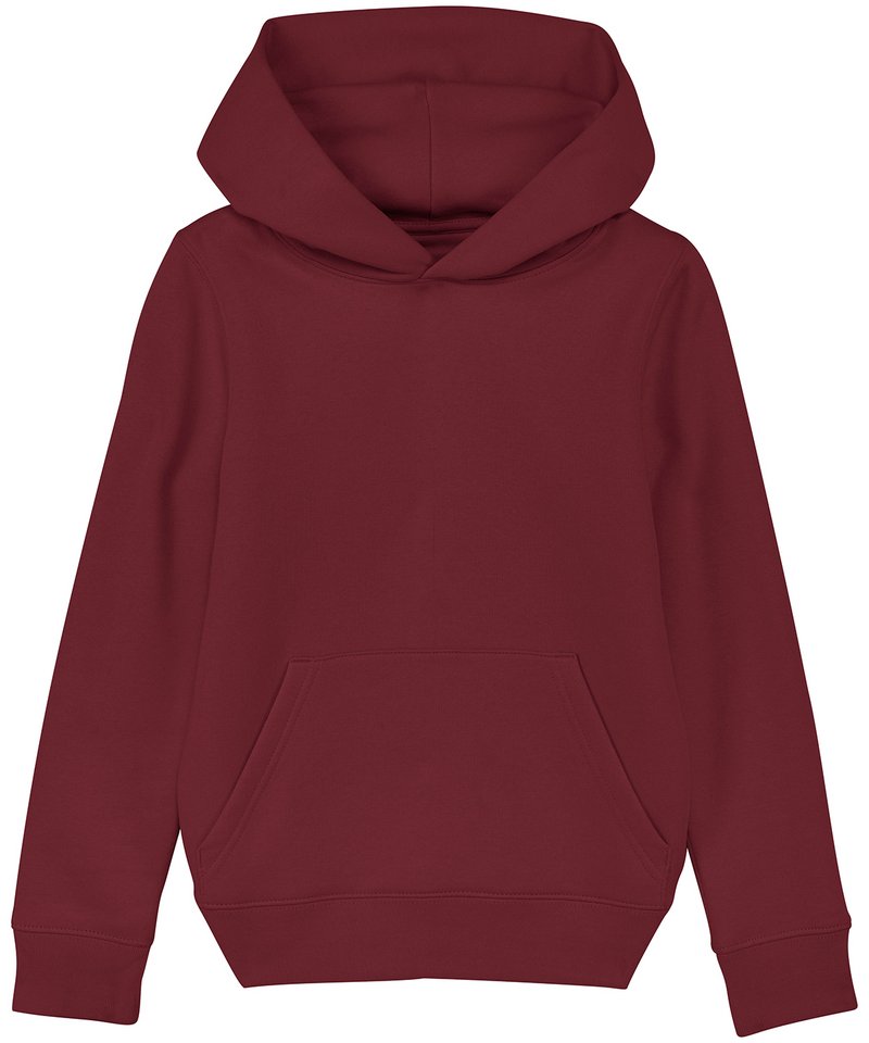 Kids Mini Cruiser Iconic Hoodie Sweatshirt (Stsk911) in Burgundy by StanleyStella — Custom branded clothing by Print Press, featuring premium embroidery produced in our specialist print lab in the UK.