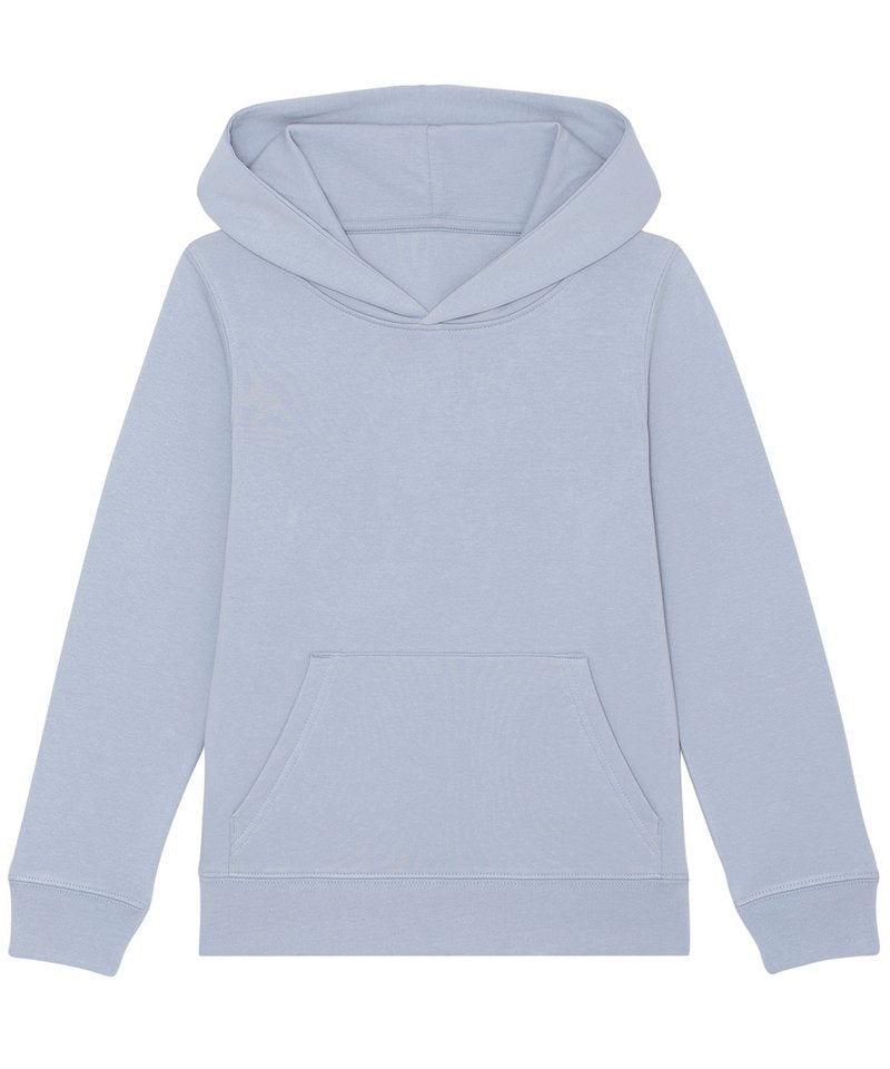 Kids Mini Cruiser Iconic Hoodie Sweatshirt (Stsk911) in Serene Blue by StanleyStella — Custom branded clothing by Print Press, featuring premium embroidery produced in our specialist print lab in the UK.