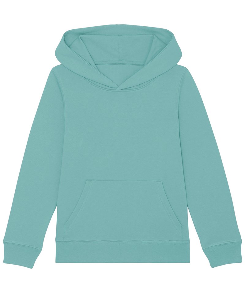 Kids Mini Cruiser Iconic Hoodie Sweatshirt (Stsk911) in Teal Monstera by StanleyStella — Custom branded clothing by Print Press, featuring premium embroidery produced in our specialist print lab in the UK.