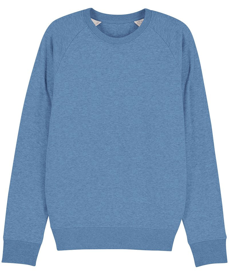 Stroller, Unisex Iconic Crew Neck Sweatshirt (Stsm567) in Mid Heather Blue by StanleyStella — Custom branded clothing by Print Press, featuring premium embroidery produced in our specialist print lab in the UK.