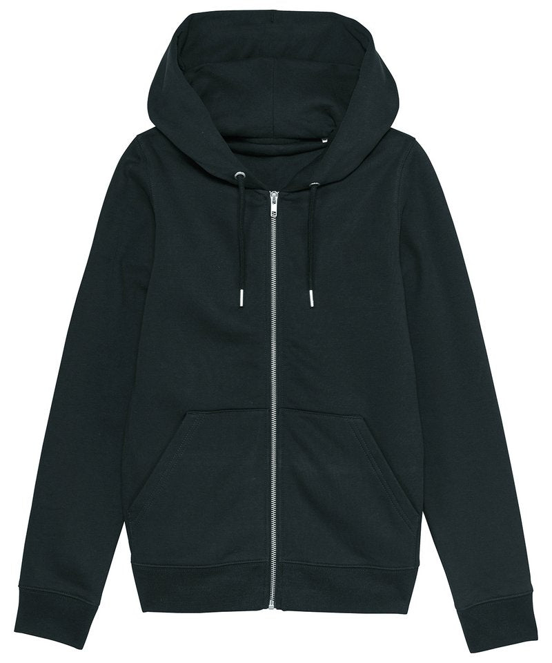 Women's Stella Editor Iconic Zip-Thru Hoodie Sweatshirt (Stsw149) in Black by StanleyStella — Custom branded clothing by Print Press, featuring premium embroidery produced in our specialist print lab in the UK.
