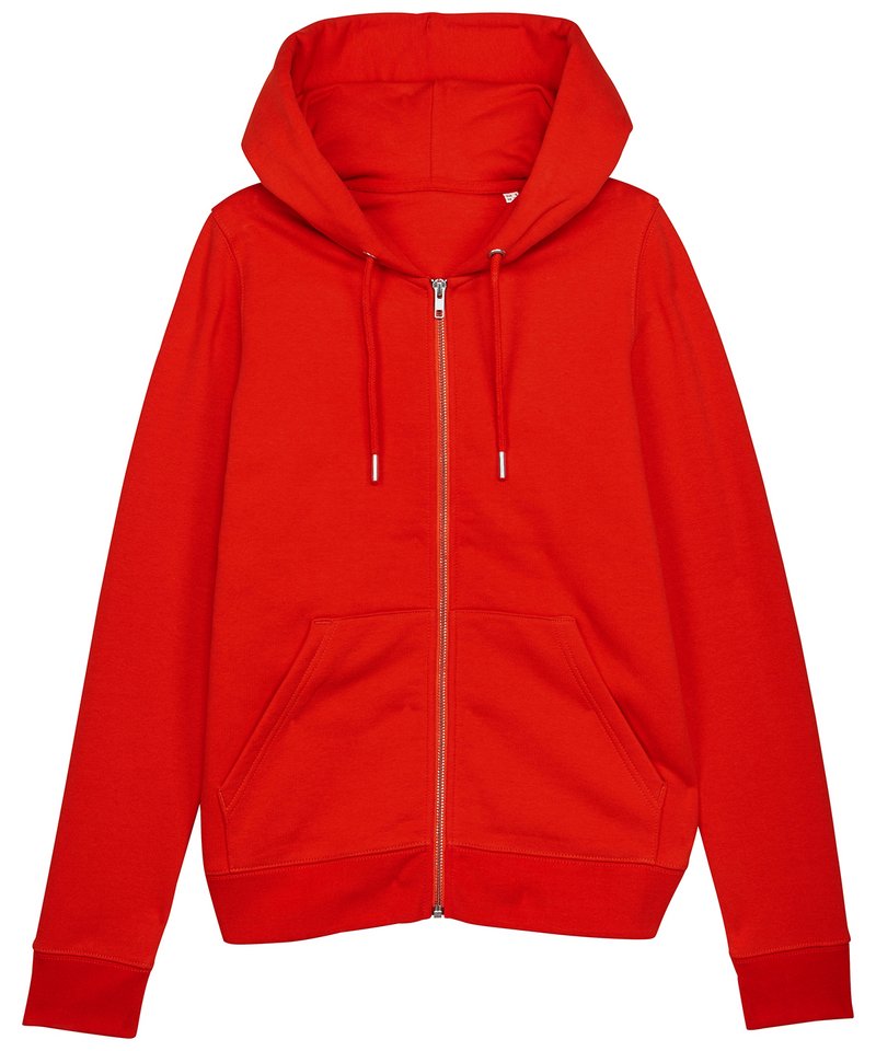 Women's Stella Editor Iconic Zip-Thru Hoodie Sweatshirt (Stsw149) in XL Bright Red by StanleyStella — Custom branded clothing by Print Press, featuring premium embroidery produced in our specialist print lab in the UK.