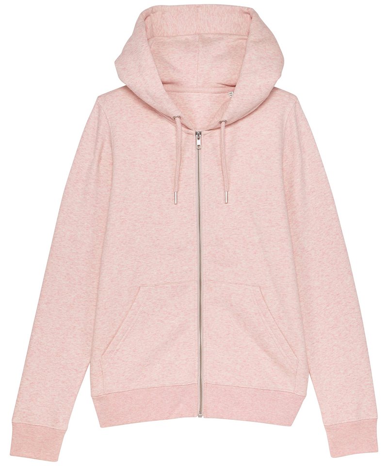 Women's Stella Editor Iconic Zip-Thru Hoodie Sweatshirt (Stsw149) in XS Cream Heather Pink by StanleyStella — Custom branded clothing by Print Press, featuring premium embroidery produced in our specialist print lab in the UK.