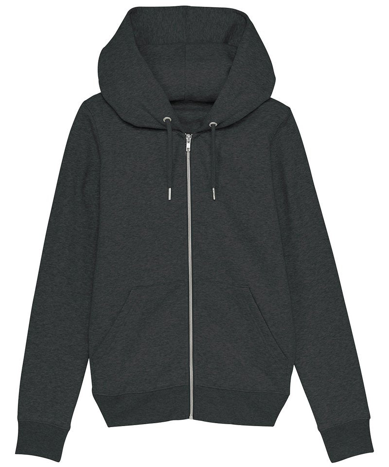 Women's Stella Editor Iconic Zip-Thru Hoodie Sweatshirt (Stsw149) in Dark Heather Grey by StanleyStella — Custom branded clothing by Print Press, featuring premium embroidery produced in our specialist print lab in the UK.