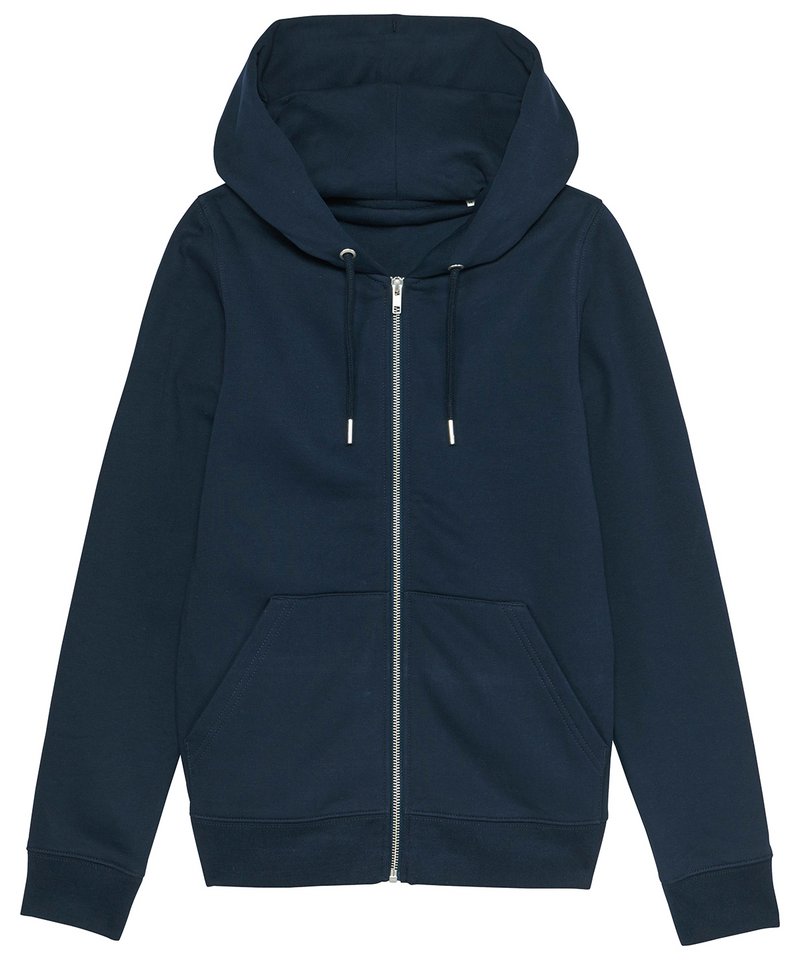 Women's Stella Editor Iconic Zip-Thru Hoodie Sweatshirt (Stsw149) in XS French Navy by StanleyStella — Custom branded clothing by Print Press, featuring premium embroidery produced in our specialist print lab in the UK.