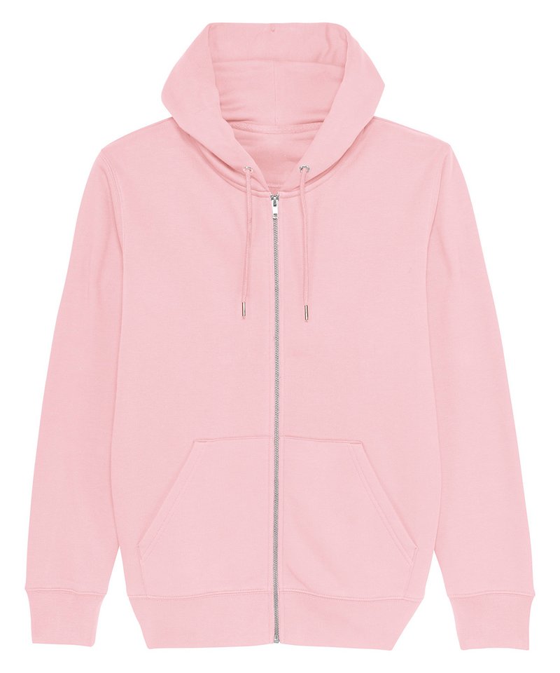 Cultivator, Unisex Iconic Zip-Thru Hoodie Sweatshirt (Stsm566) - (2nd Colours) in Cotton Pink by StanleyStella — Custom branded clothing by Print Press, featuring premium embroidery produced in our specialist print lab in the UK.