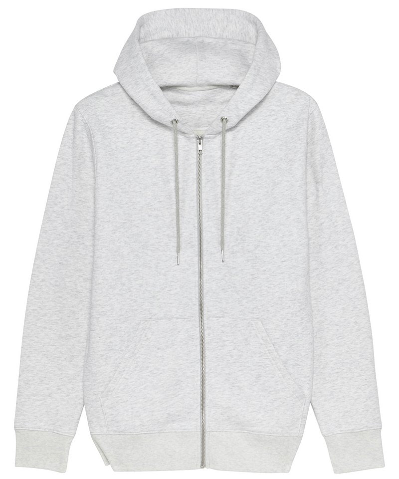 Cultivator, Unisex Iconic Zip-Thru Hoodie Sweatshirt (Stsm566) in Heather Ash by StanleyStella — Custom branded clothing by Print Press, featuring premium embroidery produced in our specialist print lab in the UK.