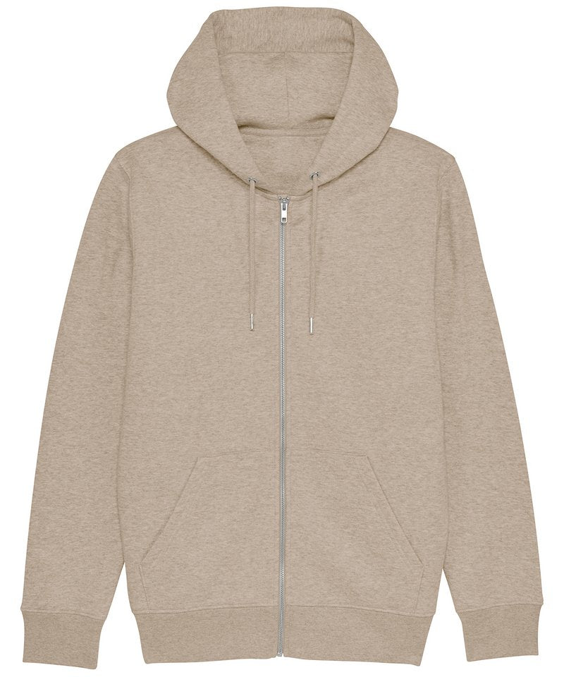 Cultivator, Unisex Iconic Zip-Thru Hoodie Sweatshirt (Stsm566) in Heather Sand by StanleyStella — Custom branded clothing by Print Press, featuring premium embroidery produced in our specialist print lab in the UK.