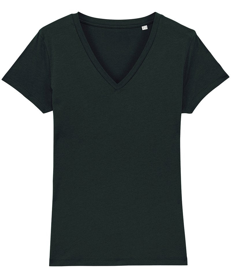 Women's Stella Evoker V-Neck T-Shirt (Sttw023) in Black by StanleyStella — Custom branded clothing by Print Press, featuring premium embroidery produced in our specialist print lab in the UK.
