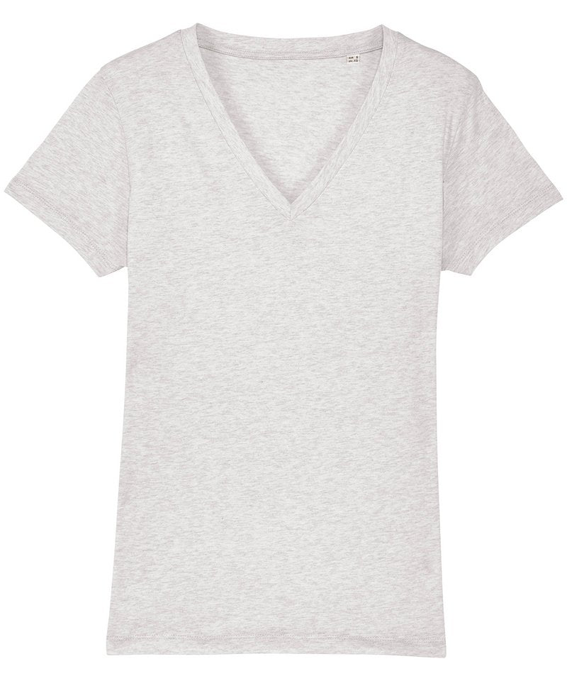 Women's Stella Evoker V-Neck T-Shirt (Sttw023) in Cream Heather Grey by StanleyStella — Custom branded clothing by Print Press, featuring premium embroidery produced in our specialist print lab in the UK.