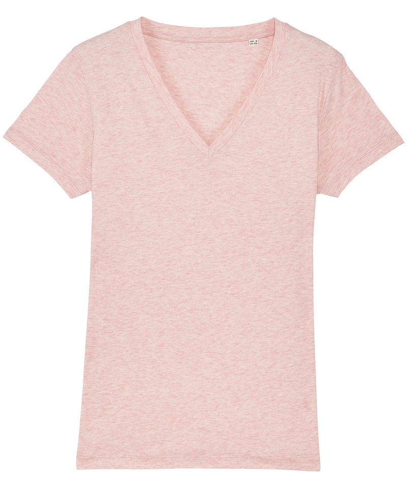 Women's Stella Evoker V-Neck T-Shirt (Sttw023) in Cream Heather Pink by StanleyStella — Custom branded clothing by Print Press, featuring premium embroidery produced in our specialist print lab in the UK.