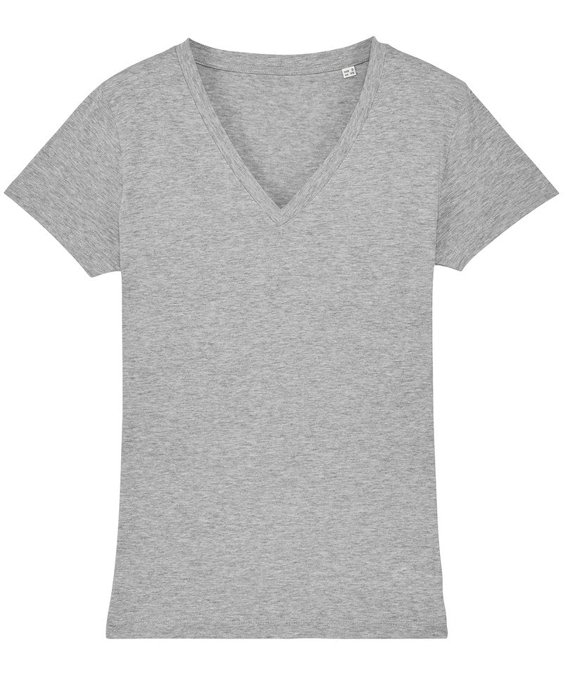 Women's Stella Evoker V-Neck T-Shirt (Sttw023) in Heather Grey by StanleyStella — Custom branded clothing by Print Press, featuring premium embroidery produced in our specialist print lab in the UK.