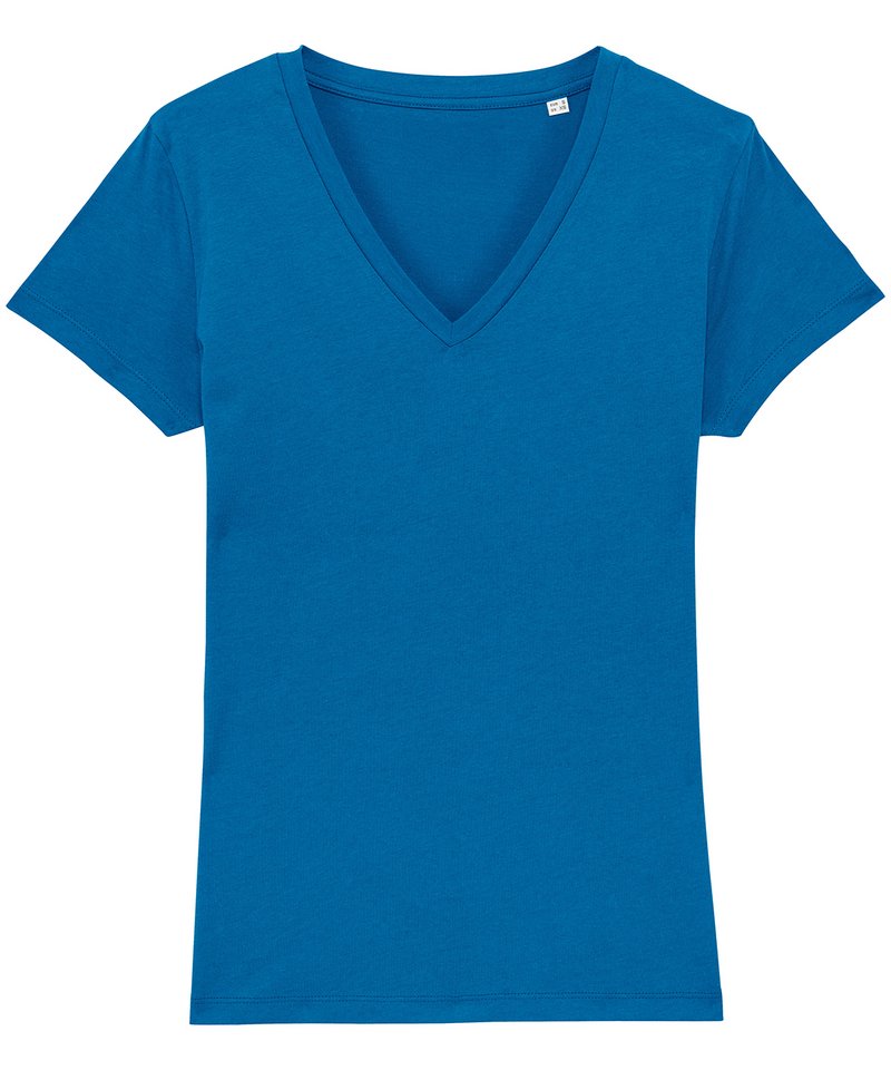 Women's Stella Evoker V-Neck T-Shirt (Sttw023) in Royal Blue by StanleyStella — Custom branded clothing by Print Press, featuring premium embroidery produced in our specialist print lab in the UK.