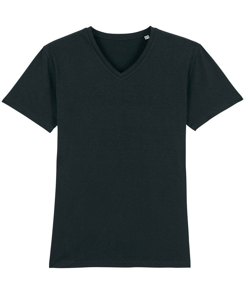 Stanley Presenter V-Neck T-Shirt (Sttm562) in Black by StanleyStella — Custom branded clothing by Print Press, featuring premium embroidery produced in our specialist print lab in the UK.