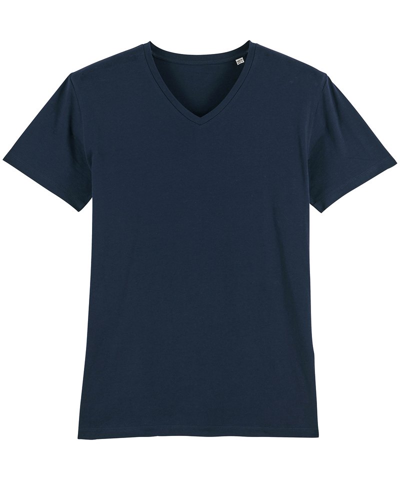 Stanley Presenter V-Neck T-Shirt (Sttm562) in French Navy by StanleyStella — Custom branded clothing by Print Press, featuring premium embroidery produced in our specialist print lab in the UK.