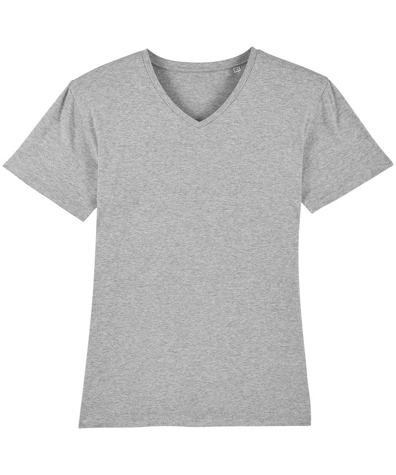 Stanley Presenter V-Neck T-Shirt (Sttm562) in Heather Grey by StanleyStella — Custom branded clothing by Print Press, featuring premium embroidery produced in our specialist print lab in the UK.