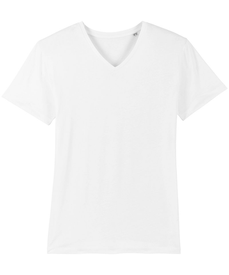 Stanley Presenter V-Neck T-Shirt (Sttm562) in White by StanleyStella — Custom branded clothing by Print Press, featuring premium embroidery produced in our specialist print lab in the UK.