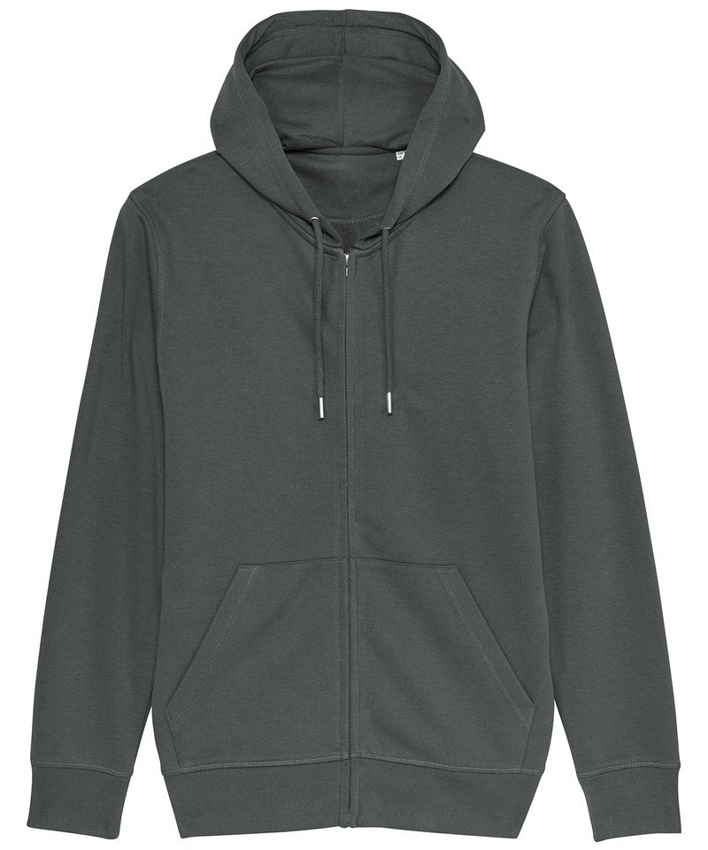 Unisex Connector Essential Zip-Thru Hoodie Sweatshirt (Stsu820) in Anthracite by StanleyStella — Custom branded clothing by Print Press, featuring premium embroidery produced in our specialist print lab in the UK.