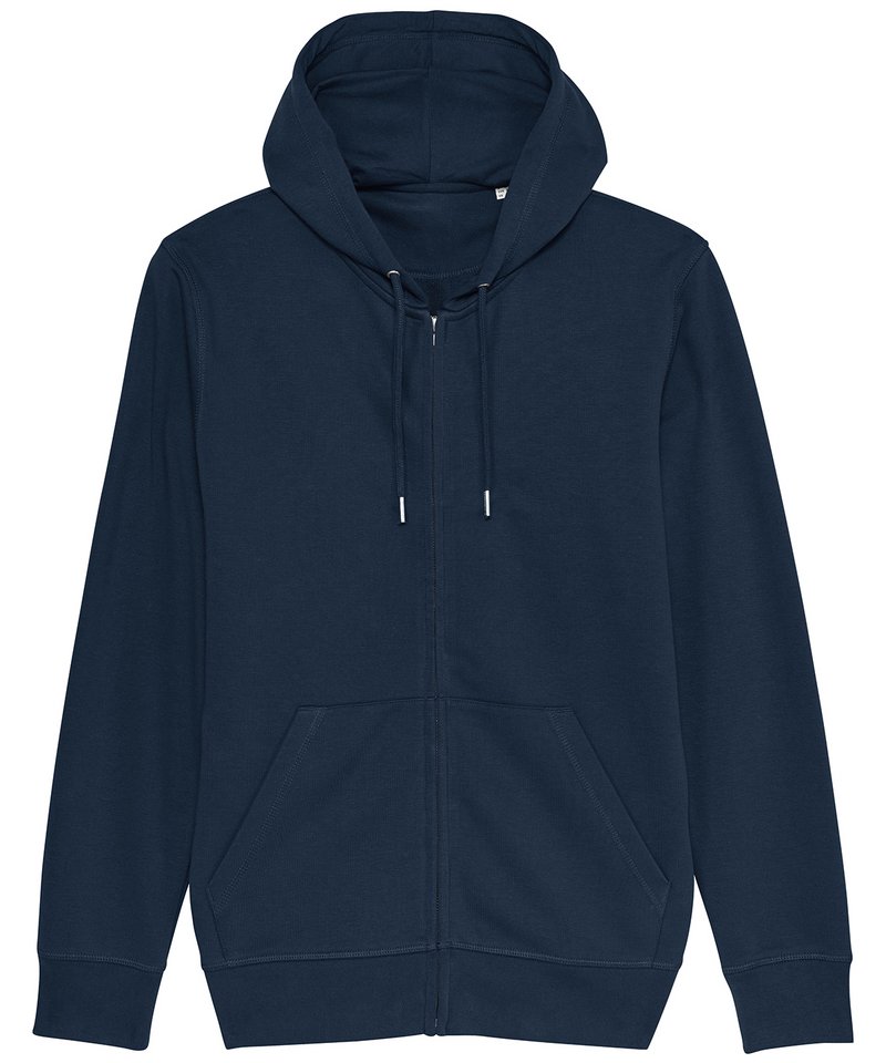 Unisex Connector Essential Zip-Thru Hoodie Sweatshirt (Stsu820) in French Navy by StanleyStella — Custom branded clothing by Print Press, featuring premium embroidery produced in our specialist print lab in the UK.