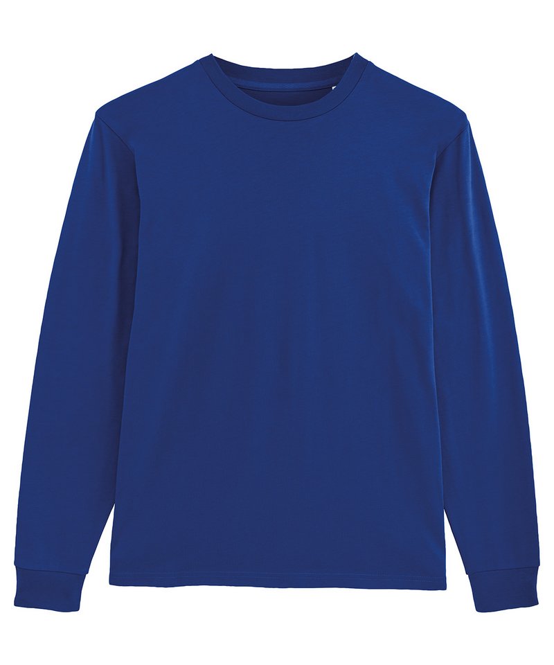 Shifts Dry, Unisex Dry Hand Feeling Long Sleeve T-Shirt (Sttm558) in Worker Blue by StanleyStella — Custom branded clothing by Print Press, featuring premium embroidery produced in our specialist print lab in the UK.