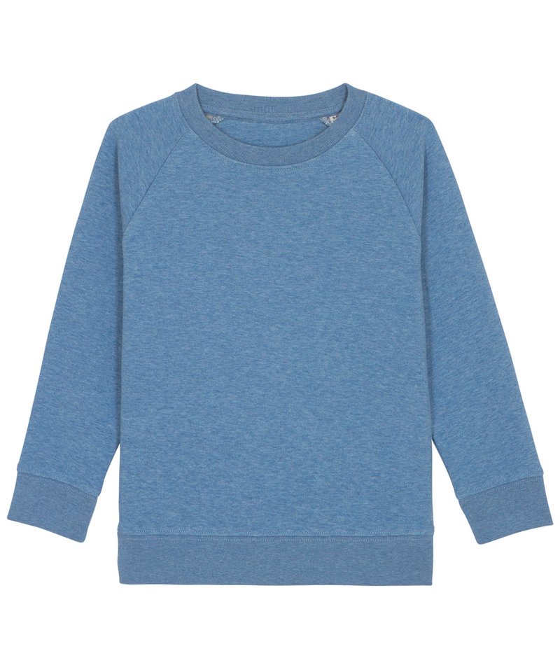 Kids Mini Scouter Iconic Crew Neck Sweatshirt (Stsk916) in Mid Heather Blue by StanleyStella — Custom branded clothing by Print Press, featuring premium embroidery produced in our specialist print lab in the UK.