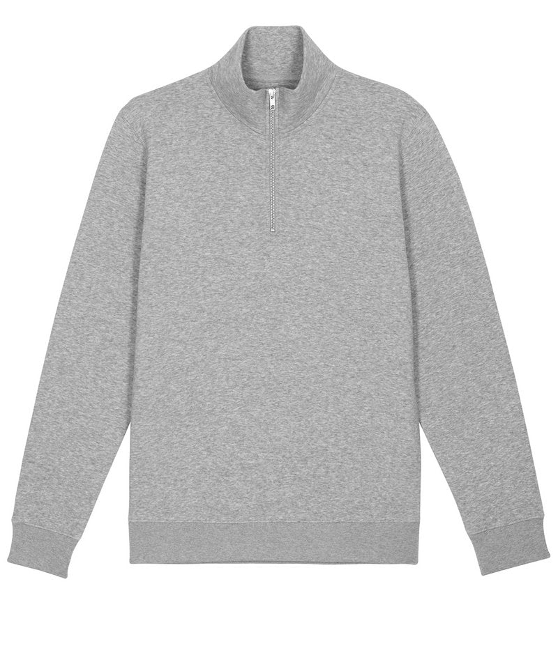Stanley Trucker Quarter-Zip Sweatshirt (Stsm611) in Heather Grey by StanleyStella — Custom branded clothing by Print Press, featuring premium embroidery produced in our specialist print lab in the UK.