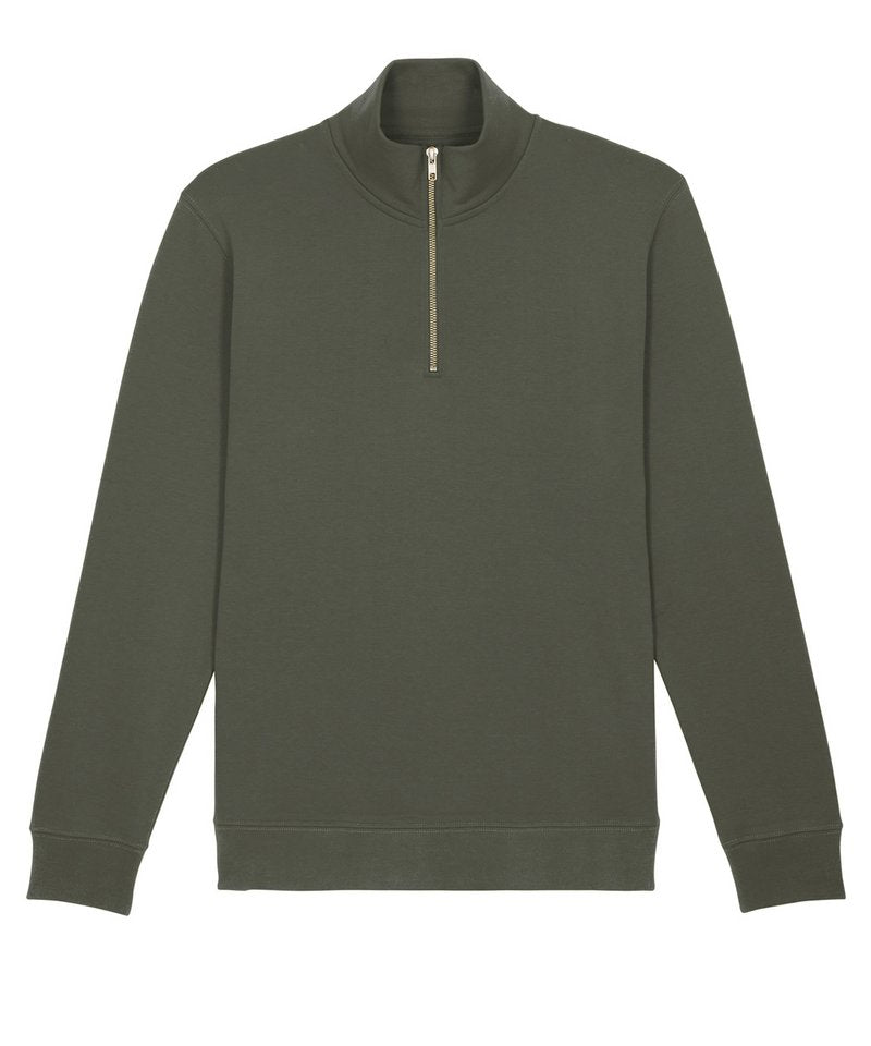 Stanley Trucker Quarter-Zip Sweatshirt (Stsm611) in Khaki by StanleyStella — Custom branded clothing by Print Press, featuring premium embroidery produced in our specialist print lab in the UK.