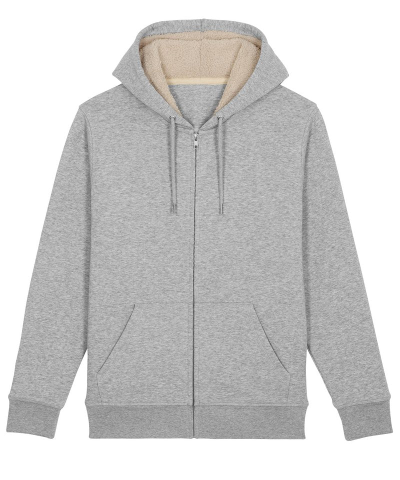 Warmer Unisex Sherpa Lined Zip-Thru Hoodie (Stsu715) in Heather Grey by StanleyStella — Custom branded clothing by Print Press, featuring premium embroidery produced in our specialist print lab in the UK.