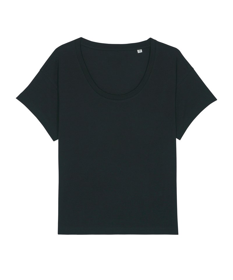 Women's Stella Chiller Scoop Neck Relaxed Fit T-Shirt (Sttw036) in Black by StanleyStella — Custom branded clothing by Print Press, featuring premium embroidery produced in our specialist print lab in the UK.