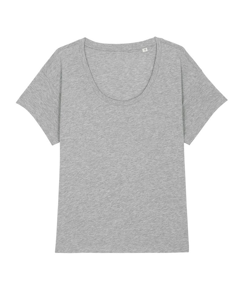 Women's Stella Chiller Scoop Neck Relaxed Fit T-Shirt (Sttw036) in Heather Grey by StanleyStella — Custom branded clothing by Print Press, featuring premium embroidery produced in our specialist print lab in the UK.