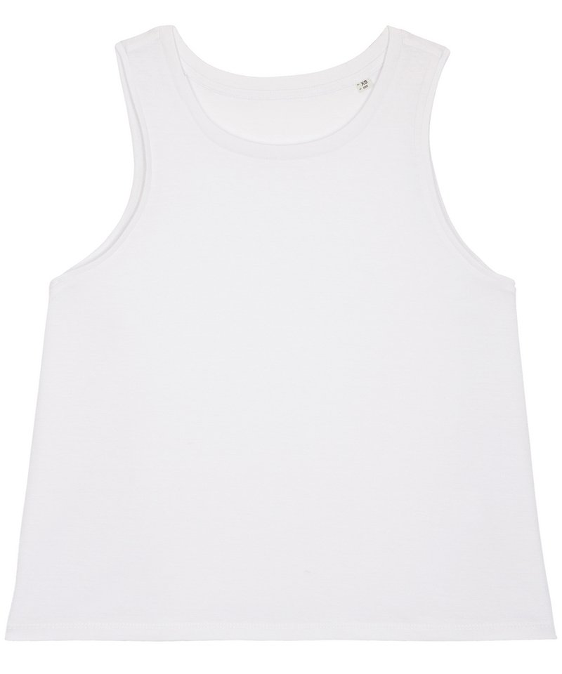 Women's Stella Dancer Crop Tank Top (Sttw038) in White by StanleyStella — Custom branded clothing by Print Press, featuring premium embroidery produced in our specialist print lab in the UK.