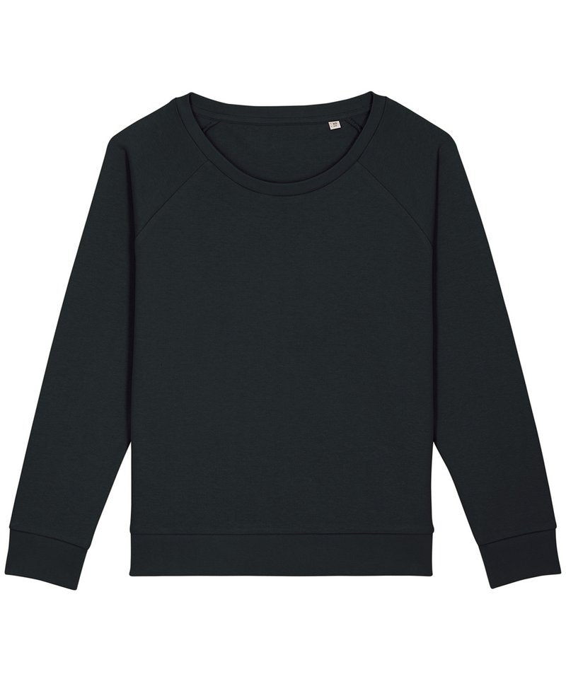 Women's Stella Dazzler Relaxed Fit Sweatshirt (Stsw125) in Black by StanleyStella — Custom branded clothing by Print Press, featuring premium embroidery produced in our specialist print lab in the UK.