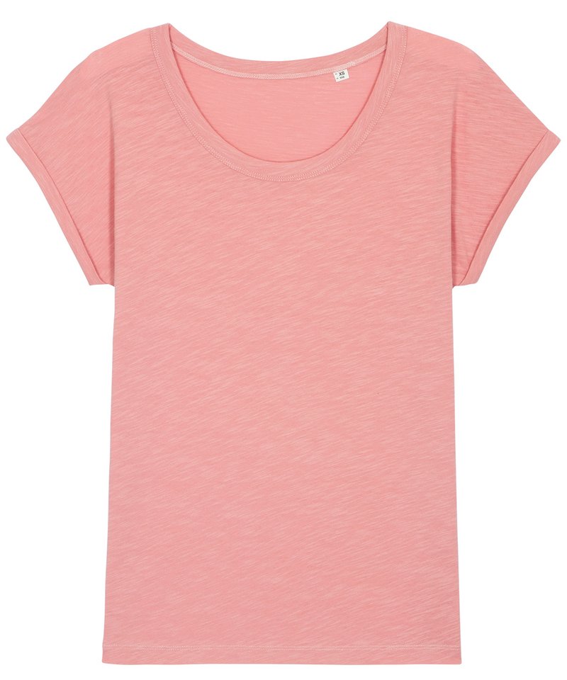 Women's Stella Rounders Slub Rolled Sleeve Slub T-Shirt (Sttw112) in Canyon Pink by StanleyStella — Custom branded clothing by Print Press, featuring premium embroidery produced in our specialist print lab in the UK.