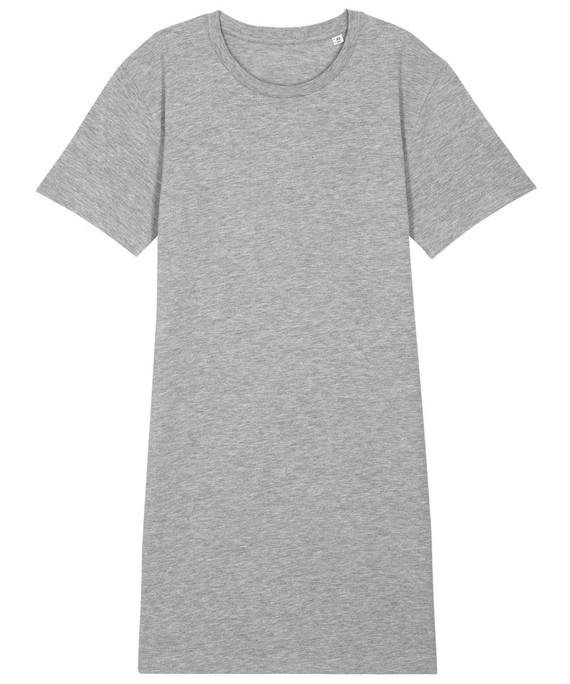 Women's Stella Spinner T-Shirt Dress (Stdw144) in Heather Grey by StanleyStella — Custom branded clothing by Print Press, featuring premium embroidery produced in our specialist print lab in the UK.