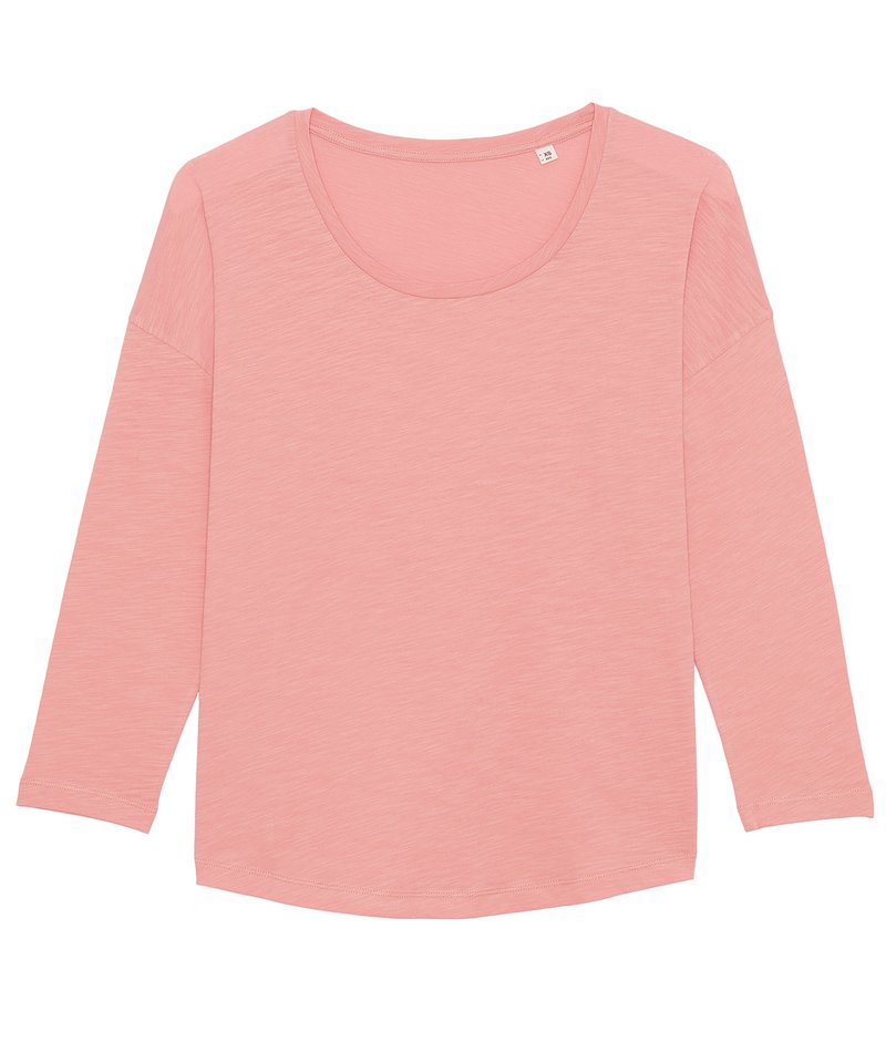 Women's Stella Waver Slub Women's ¾ Sleeve Dropped Shoulder T-Shirt (Sttw114) in Canyon Pink by StanleyStella — Custom branded clothing by Print Press, featuring premium embroidery produced in our specialist print lab in the UK.