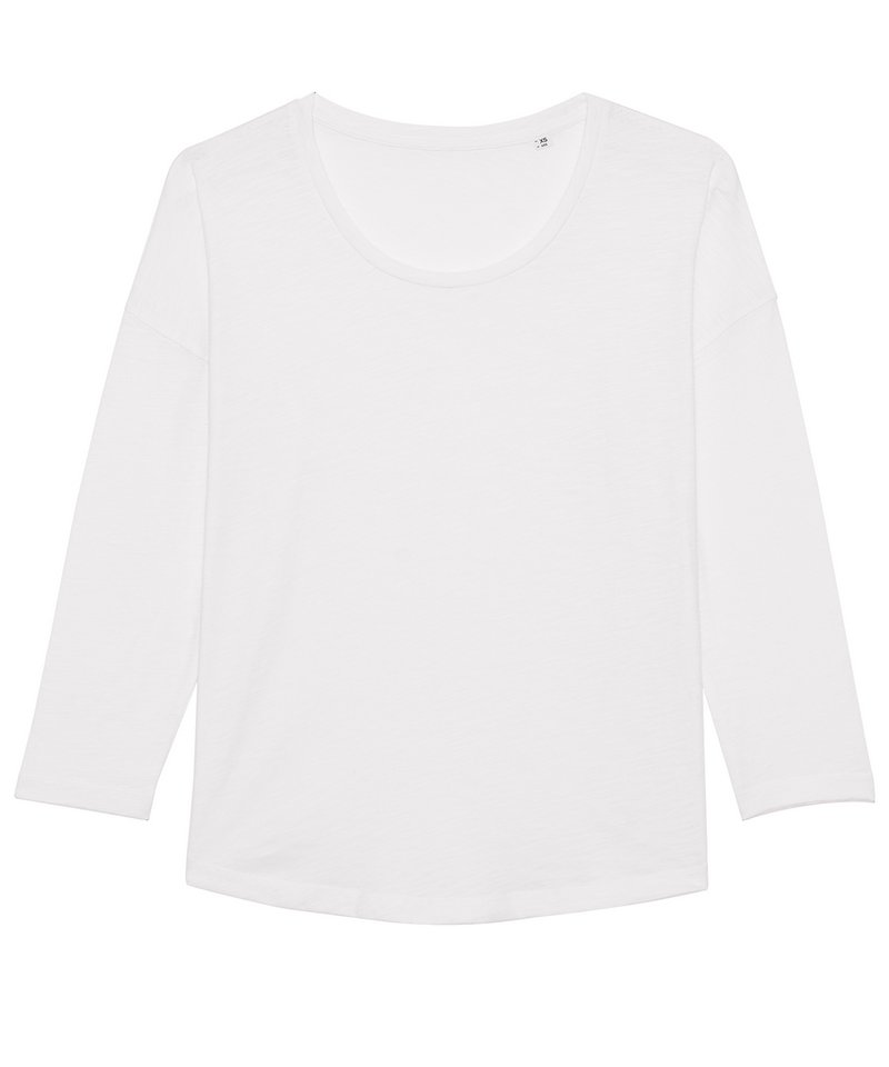 Women's Stella Waver Slub Women's ¾ Sleeve Dropped Shoulder T-Shirt (Sttw114) in White by StanleyStella — Custom branded clothing by Print Press, featuring premium embroidery produced in our specialist print lab in the UK.