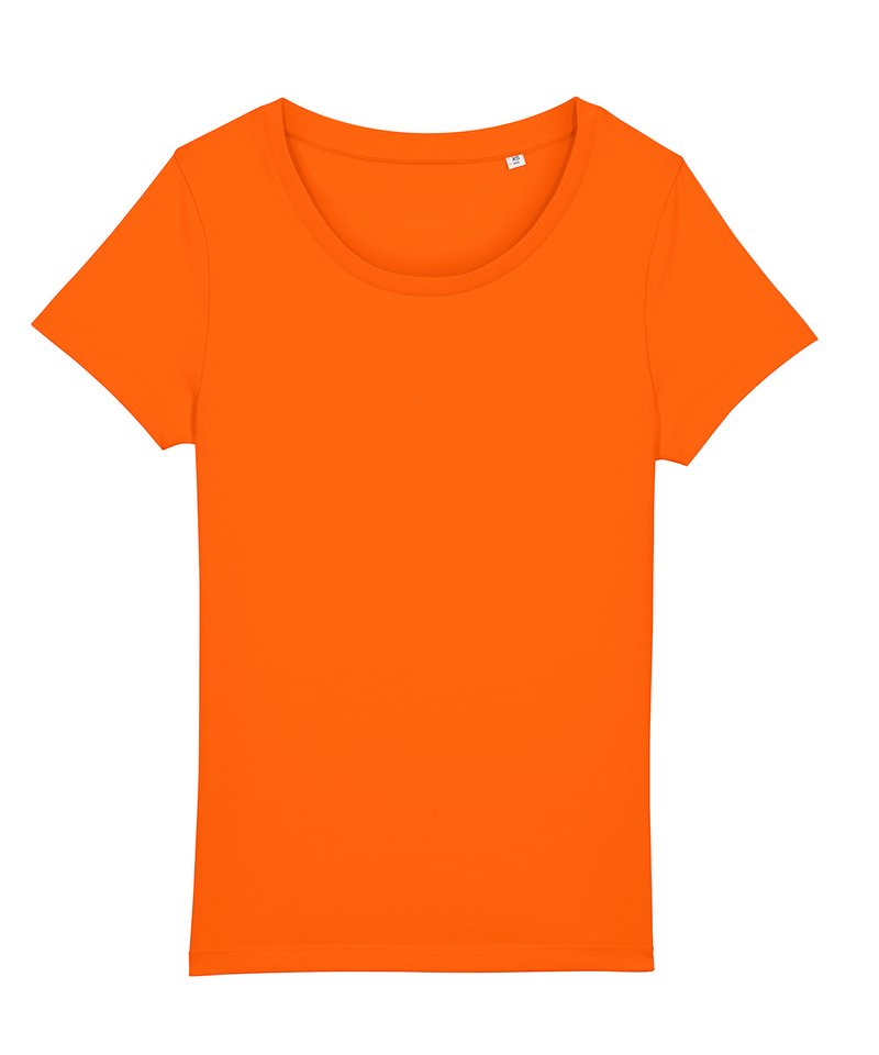 Women's Stella Jazzer The Essential T-Shirt (Sttw039) in Bright Orange by StanleyStella — Custom branded clothing by Print Press, featuring premium embroidery produced in our specialist print lab in the UK.
