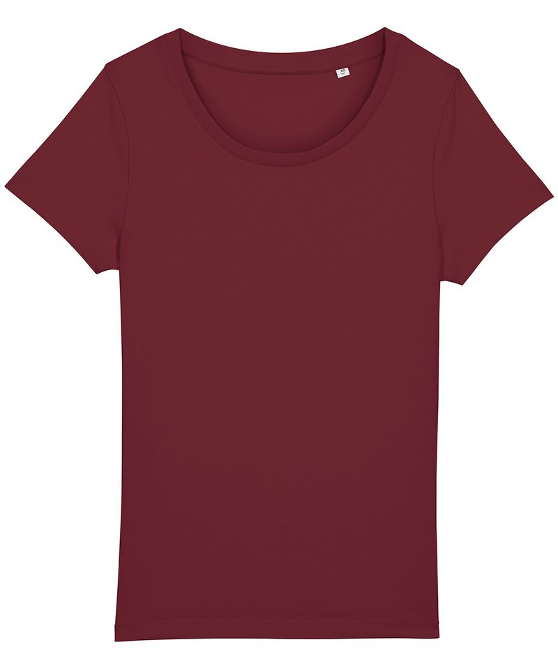 Women's Stella Jazzer The Essential T-Shirt (Sttw039) in Burgundy by StanleyStella — Custom branded clothing by Print Press, featuring premium embroidery produced in our specialist print lab in the UK.