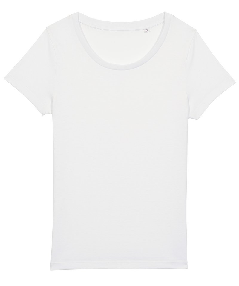 Women's Stella Jazzer The Essential T-Shirt (Sttw039) in White by StanleyStella — Custom branded clothing by Print Press, featuring premium embroidery produced in our specialist print lab in the UK.